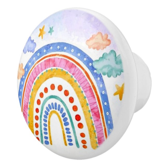 Cute pastel rainbow  ceramic knob (Right)