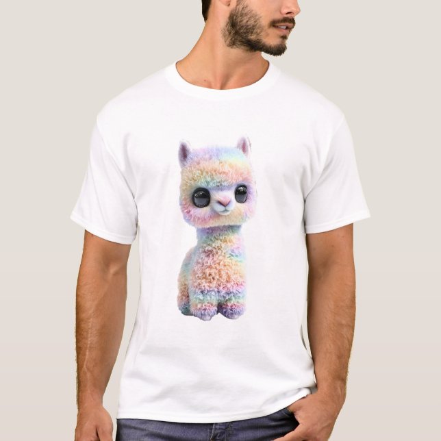 Cute Pastel Rainbow Fluffy Alpaca Creature Men T-Shirt (Front)