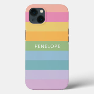 Cute Pastel Rainbow Geometric Stripes Personalised Case-Mate iPhone Case