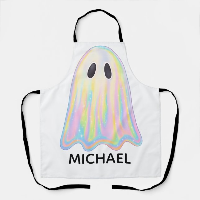 Cute Pastel Rainbow Ghost | Aesthetic Spooky Apron (Front)