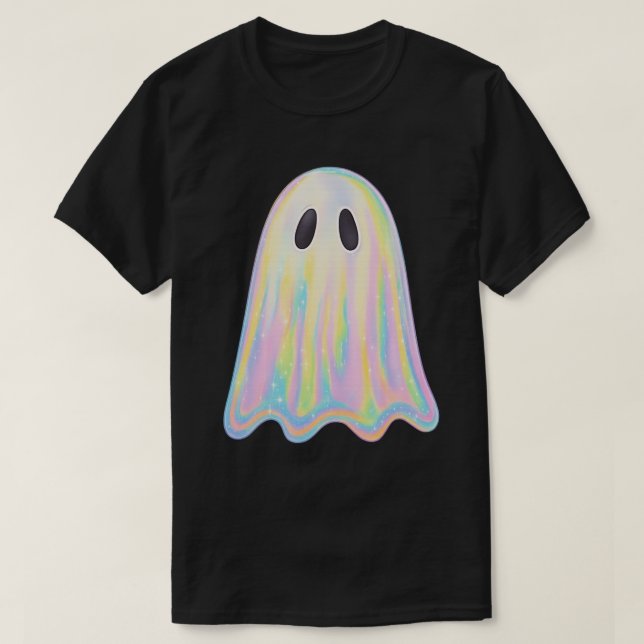 Cute Pastel Rainbow Ghost | Aesthetic Spooky T-Shirt (Design Front)