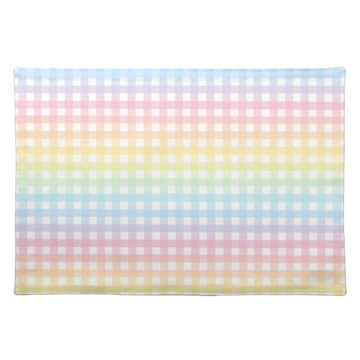 Cute Pastel Rainbow Gingham Plaid Placemat Zazzle