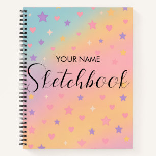 Cute Pastel Rainbow Gradient Kids Sketchbook Notebook