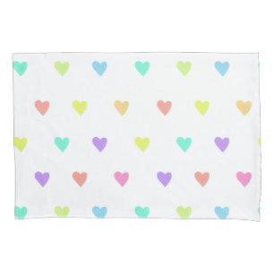 Cute Pastel Rainbow Hearts Pattern Pillowcase