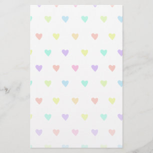 Cute Pastel Rainbow Hearts Pattern Stationery