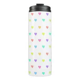 Cute Pastel Rainbow Hearts Pattern Thermal Tumbler