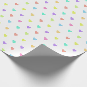 Cute Pastel Rainbow Hearts Pattern Wrapping Paper