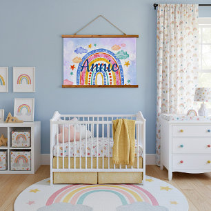 Cute pastel rainbow personalised hanging tapestry