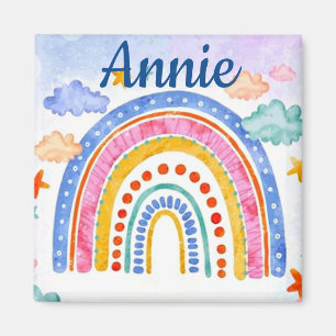 Cute pastel rainbow personalised  magnet