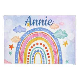 Cute pastel rainbow personalised  pillowcase