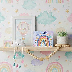 Cute pastel rainbow personalised  plaque