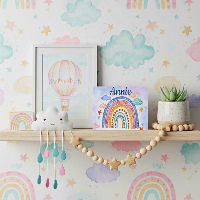 Cute pastel rainbow personalised  plaque (Creator Uploaded)