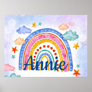Cute pastel rainbow personalised poster