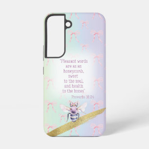 Cute Pastel Rainbow Pink Bow Grid Faith Mauve Bee Samsung Galaxy Case