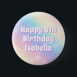 Cute Pastel Rainbow Sparkle Kids Birthday Party 6 Cm Round Badge<br><div class="desc">Celebrate your little girl's birthday with these pretty pastel rainbow sparkle party buttons that feature beautiful white letters with purple shadow for your child's name. This magical favour exemplifies the enchantment of childhood.</div>