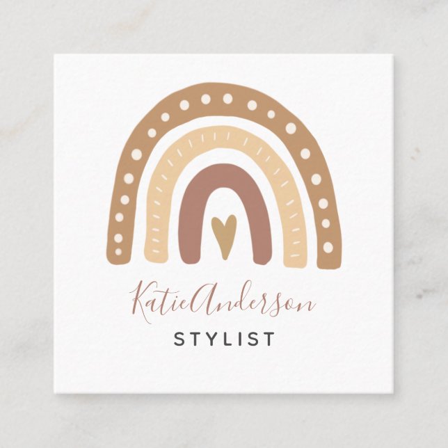 Cute Pastel Rainbow  Square Business Card (Front)