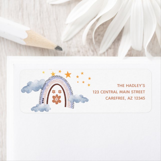 Cute Pastel Rainbow Stars Return Address Label (Insitu)
