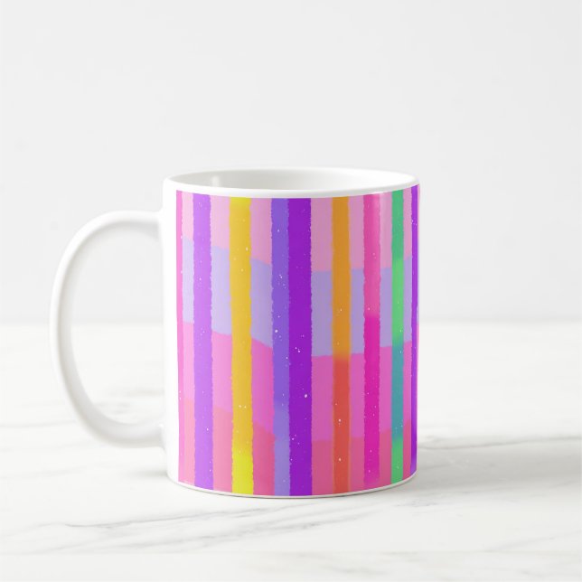 Cute Pastel Rainbow Stripes Coffee Mug (Left)