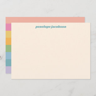 Cute Pastel Rainbow Stripes Retro Personalised Card