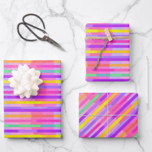 Cute Pastel Rainbow Stripes Wrapping Paper Sheet