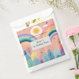 Cute Pastel Rainbow & Sun Above Forest Favour Bags