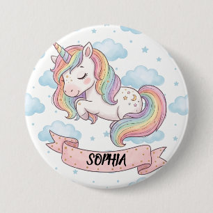 Cute Pastel Rainbow Unicorn Clouds Personalized 7.5 Cm Round Badge