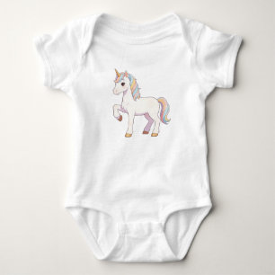 Cute Pastel Rainbow Unicorn Lifting Hoof Kawaii Un Baby Bodysuit