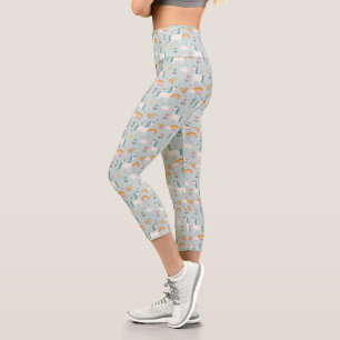 Cute pastel Rainbow Unicorn Pattern Capri Leggings