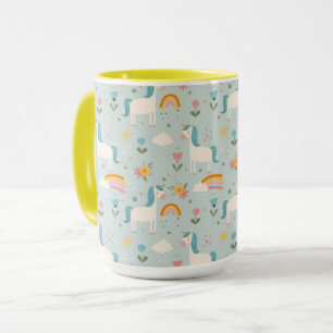 Cute pastel Rainbow Unicorn Pattern Mug