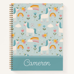Cute pastel Rainbow Unicorn Pattern Notebook