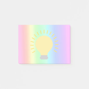 Cute Pastel Rainbow Yellow Light Bulb 4x3 Fun Post-it Notes