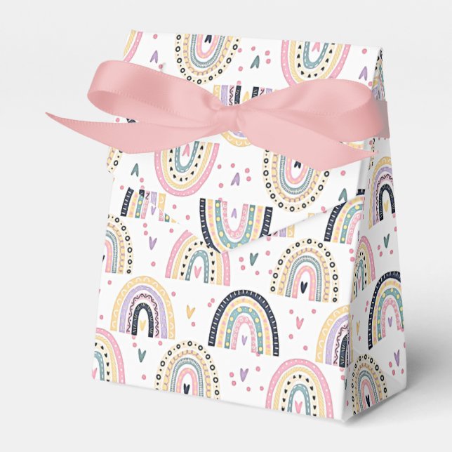 Cute pastel rainbows  favour box (Front Side)