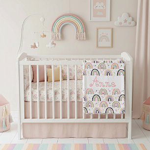 Cute pastel rainbows  personalised fleece blanket