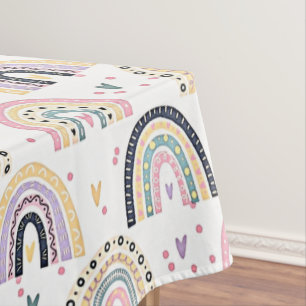 Cute pastel rainbows tablecloth