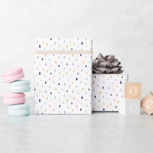Cute Pastel Raindrops Pattern Wrapping Paper Roll (Baby Shower)