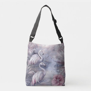 Cute Pastel Safari Wild Whimsical Animals Flamingo Crossbody Bag