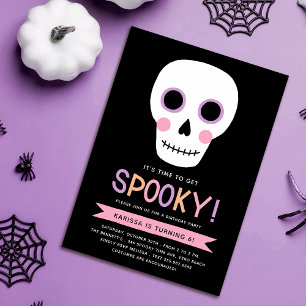 Cute Pastel Skull and Stars Halloween Birthday  Invitation