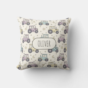 Cute Pastel Sleepy Tractor Cushion