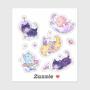 Cute Pastel Space Galaxy Cats Celestial Planets 