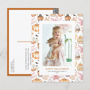Cute Pastel Spooky Cupcakes Happy Halloween Photo Holiday Postcard