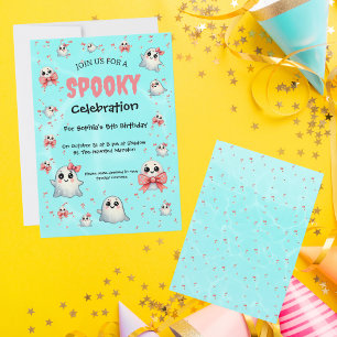 Cute Pastel Spooky Ghost Halloween Kids Birthday  Invitation