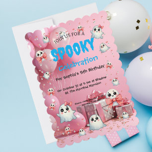 Cute Pastel Spooky Ghost Halloween Kids Birthday  Invitation