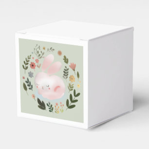 Cute Pastel Spring Bunny Floral Wreath Nursery Art Favour Box