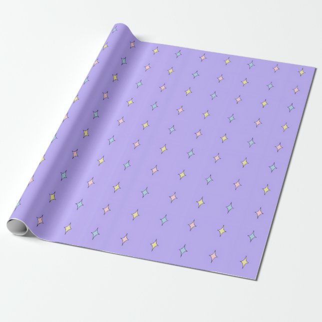 Cute Pastel Star Pattern Wrapping Paper  (Unrolled)