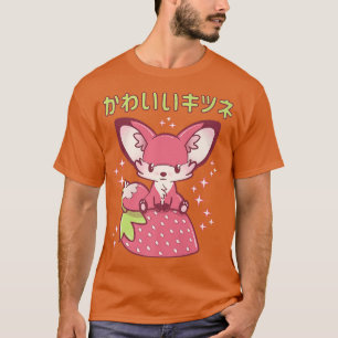 Cute Pastel Strawberry Fox Japanese Kawaii Pink Go T-Shirt