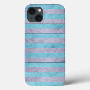 Cute Pastel Stripes Pattern in Light Blue and Teal iPhone 13 Case