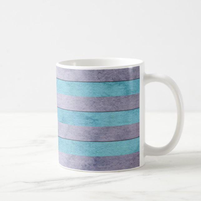 Cute Pastel Stripes Pattern in Light Blue and Teal Coffee Mug (Right)