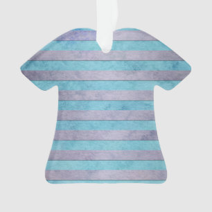 Cute Pastel Stripes Pattern in Light Blue and Teal Ornament