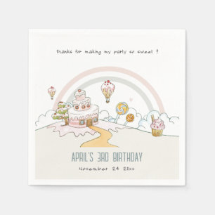 Cute Pastel Sweet Time Candy Land Kids Birthday Napkin