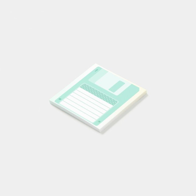 Cute Pastel Teal Floppy Disc Post-it Notes (Angled)